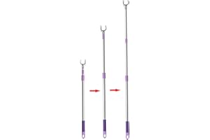 KOCPUDU Wardrobe Hook Pole, New Upgrade Retractable Pole Hook, Retractable Clothing Reach Pole, Refined and Durable, Hanger Pole Suitable for Wardrobe, Clothesline, Closet Hook, Clothes Rail (Purple)