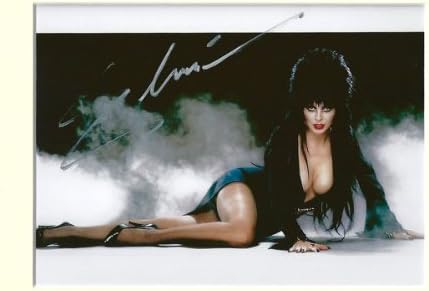 ELVIRA MISTRESS OF THE DARK CASSANDRA PETERSON SIGNED AUTOGRAPH PHOTO PRINT IN MOUNT