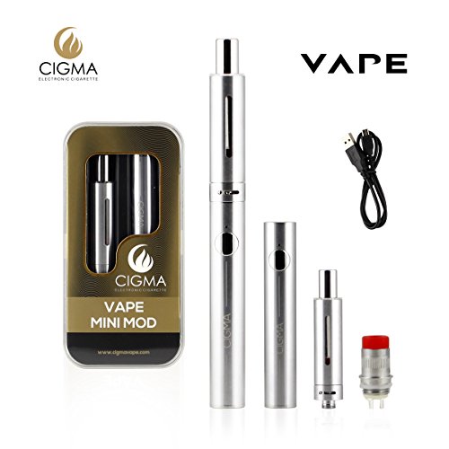 CIGMA Mini Mod 30W 0.6 Ohm Sub ohm Kit de vapeo| Bater&iacute;a recargable de cigarrillo electr&oacute;nico con LED | FLUJO DE AIRE ajustable | Carga Micro USB | Tanque en vidrio de cigarrillo electr&oacute;nico con metal protector solido | Bobina atomizador cigarrillo electr