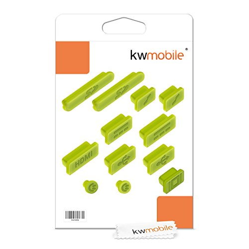 kwmobile 12in1 Set: 12er Staubschutz Set für Apple MacBook Pro 13″ 15″ Retina / Air 11″ 13″ (ab Mitte 2011) – Staubschutz Stecker Zubehör Dust Plug in Grün - 6