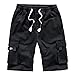 Produktbild HHyyq Herren Sweat-Shorts Kurze Hose Sport-Hose Jogging-Hose Trainings-Hose Freizeit Side-Stripe Cargo-Shorts Bermuda Hose mit Taschen Arbeitskittel fur Männer(Schwarz,XXXL)
