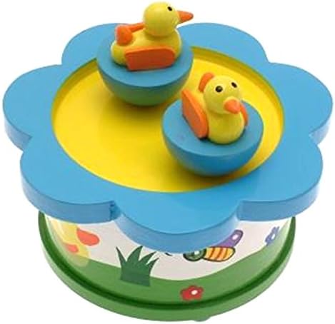 Boxed wooden clockwork dancing duck music box musical box