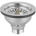 SBD Stainless Steel Heavy 4" inch | Waste Coupling for Kitchen Sink | Drain Strainer for Kitchen Wash Basin | Drain Outlet with Marble Finish (Chrome Finished) Round