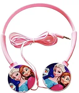 ExcluZiva Gallery Frozen Princess Girls Headphone 3.5mm Jack Bass Booster Foldable Adjustable On-Ear Headphones Earphones for Kids School, Online Classes Learning, Travel, Music