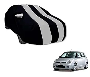 Auto Hub Water Resistant Mirror Pocket Car Body Cover Compatible with Maruti Suzuki Swift (Model : 2009-2013) - Black/Silver