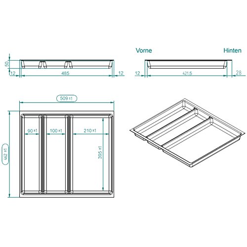 SO-TECH® Besteckeinsatz ORGA-BOX II Maxi für Nobilia 60er Schublade (462 x 509 mm) silbergrau - 5