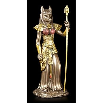 Bastet Katze Ägypten Statue – Polyresin, 28 Cm, Mehrfarbig, Deko Skulptur Mit Antikratzschutz