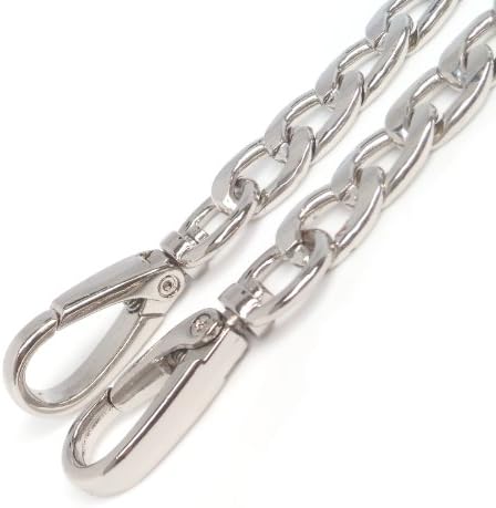 DIY Top Grade 12mm Width Silver Flat Metal Iron Chains Handbag Chains Handbag Accessories Purse Handles Clutch Straps Shoulder Straps Replacement 35.4 Inches
