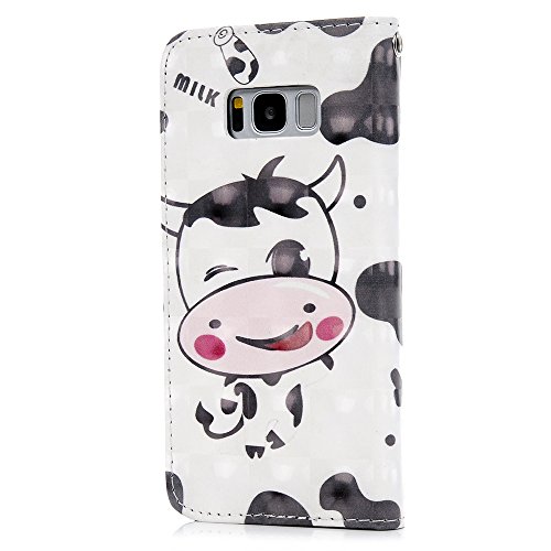 Badalink Case für Samsung Galaxy S8+ (S8 Plus) PU Leder (TPU innere Schicht) Tasche Flipcase Gemalt Schutzhülle mit Kreditkarteninhaber Kippständer Magnet-Schloss Handyhülle Färse - 6