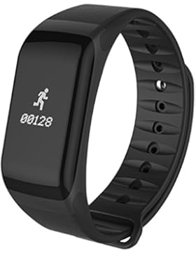 Loluka F1 Unisex Armbanduhr Blutdruck Herzfrequenzmesser Schrittzähler Kalorien Wasserdicht Sportuhren Schwarz