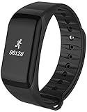 Loluka Unisex Fitness Tracker Analog Quarz Silikon Blutdruck Herzfrequenzmesser Schrittzähler Kalorien Wasserdicht Sportuhren Schwarz