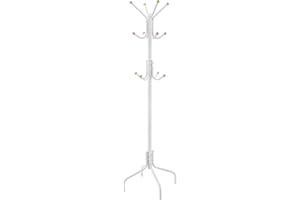 SONGMICS Appendiabiti da Terra, Attaccapanni in Metallo con 12 Ganci, 4 Gambe, Appendi Abiti Cappotti Cappelli Borse, per Ingresso Camera da Letto Ufficio, Bianco RCR031W01