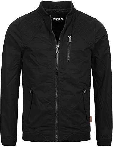 S!RPREME Herren Jacke Ambrose bergangsjacke Sommerjacke Militr Used Look Vintage Style Softshell-Jacke 10051BS Schwarz L