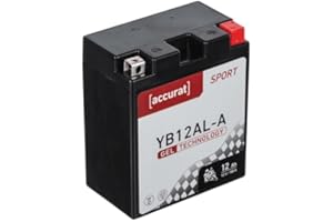 Accurat batterie moto YB12AL-A Gel 12V 12 Ah 134x78x156 mm – Batterie de Démarrage Haute Performance Sans Entretien, Résistante aux Vibrations, Batterie Quad