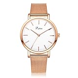 MJARTORIA Damen Armbanduhr Vintage Milanese Mesh Metallarmband Casual Analoge Quarz Uhr Rosa gold Farbe