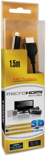 ABC Products® Replacement Sony Micro D HD HDMI Cable Cord Lead DLC-HEU15 for Select Cyber-Shot Digital Camera / Handycam Camcorder / Walkman / Sony Ericsson Smartphone CELL / Mobile Phone / Digital Binoculars etc (Models Stated Below)