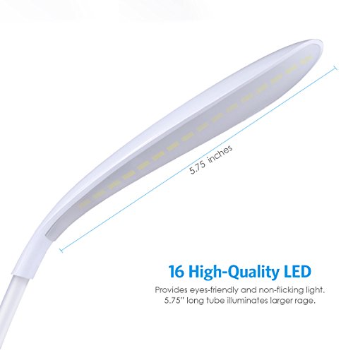 Amir LED Klemmleuchte, 16 LEDLeselampe, Buchlampe,Tischleuchte, Schreibtisch Lampe, Folding LED Tischleuchten USB Leselicht, 360 Grad Faltbare Tischlampe Licht (Weiß) - 4