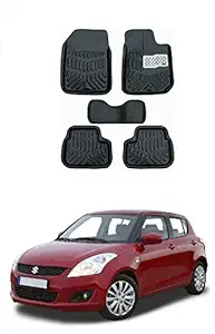 AUTO SNAP Plastic Premium 3D/4D Car Floor Foot Mats Compatible for Maruti Suzuki Swift Dzire 2010 (Black)