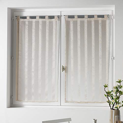 Douceur d'Intérieur, Coppia di tendine con passanti Malta, 60 x 160 cm, Beige (naturfarben)