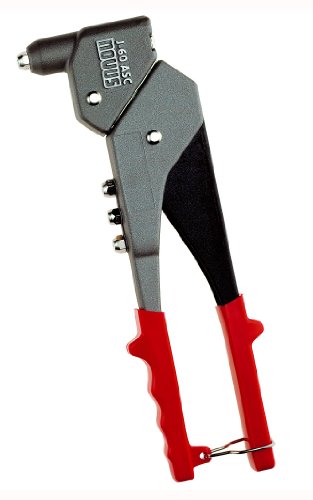 Novus Blindnietzange J - 60, professionelle Blindnietzange mit Schwenkkopf, Gerätekörper aus Aluminium und Hebel aus Stahlblech, Für Aluminium Blindniete A2,4, A3, A4, A5, Stahl Blindniete S3 und S4 und Kupfer Blindniete C4, 032-0026
