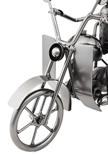 BRUBAKER Flaschenhalter Motorrad Paar mit Beiwagen Metall Skulptur mit Geschenkkarte - 5