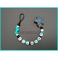 Attache tétine / attache sucette personnalisée garçon 100% silicone (moto et étoile)