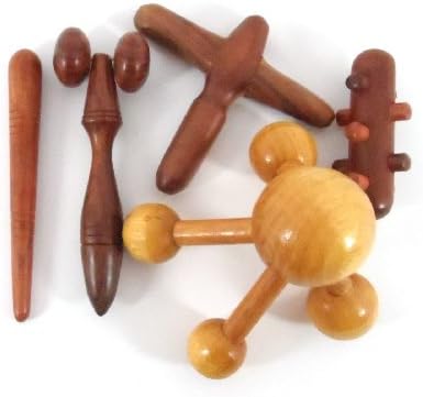 Set 5 Pcs. Reflexology Traditional Thai Massage Wooden Stick Tool Hand Head Foot Face Body Massage Tool Massager Red Wood #1