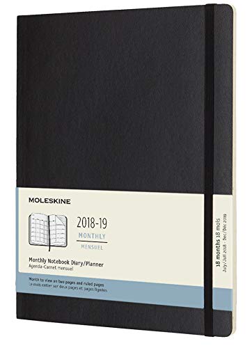 Moleskine 2018 - 2019 Agenda Mensile 18 Mesi, Extra Large, Copertina Morbida, Nero libro