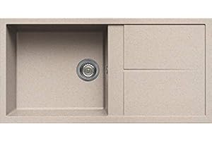 Elleci Lavello Incasso Unico 480 1 Vasca con gocciolatoio 100x50 Granitek (51 Avena)