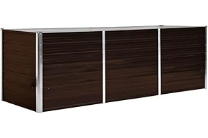 vidaXL Letto Rialzato da Giardino Rettangolare Alto Elegante Staffe Supporto Terrazzo Fioriera Marrone 240x80x77cm Acciaio Zincato