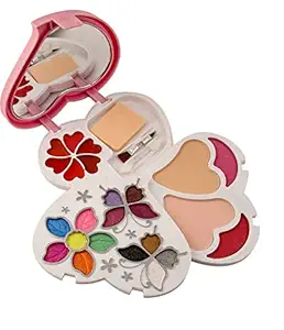 GlavonADS Makeup Kit for Girls|14,Eye Shadow|6,Lip Color|2,Blusher|2,Powder Cake|3,Sponge/Puff/Brushes| With 1 ADS Scrub 50 gm- (Free)