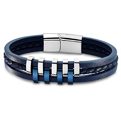 Lotus Style Bracelet pour homme en acier inoxydable Argenté/bleu Urban Collection - jls1838-2 Lot de 2