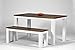 Produktbild Esstisch ,,Rio Landhaus,, 140x80cm + 2 Bänke 120x38cm, Pinie Massivholz, Tischplatte und Sitzfläche leicht gebürstet, Farbton: Weiss / Kolonial Zimt, optional passende Stühle erhältlich