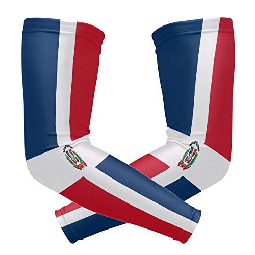ZZKKO - Mangas de brazo de refrigeración con bandera de la República Dominicana, protección UV para hombres y mujeres, para correr, golf, ciclismo, 1 par