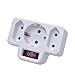 Produktbild 3-Fach Steckdosenadapter mit Schalter Multistecker 2 Euro Steckdose, 1 Schutzkontakt Steckdose, Adapterstecker weiß TÜV