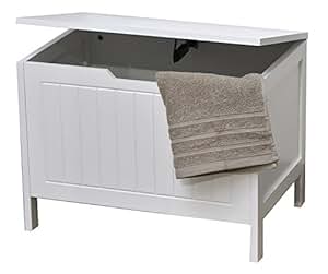 Aufbewahrungskiste, Wäschetruhe aus Holz - moderner Stil - Farbe WEIß