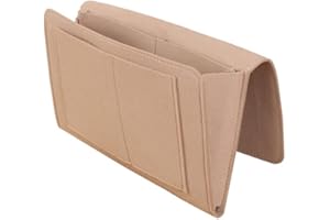 HADAVAKA Filz Bett Storage Organizer Hanging Bag Holder, Bettseite Sofa Storage Bag, Tisch Schrank Hanging Storage Organizer, Für Magazin, Ipad, Tablet, Fernbedienungen (Beige)
