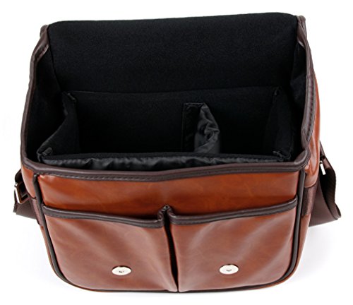 Sacoche aspect cuir pour appareils photo Nikon DF  D5300   D3300 et Sony DSC-HX400   HX400V  DSC-RX10M3   RX10 III     couleur marron par DURAGADGET