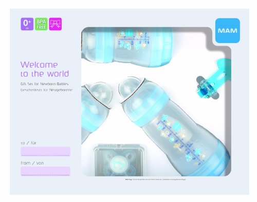 MAM Welcome to the World Set includes Bottles, Soother and Clip (Blue)