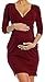 Zeta Ville - Women's Maternity Wrap Nursing V-neck Dress Pockets UK 8-20 - 236c (Crimson, 10)