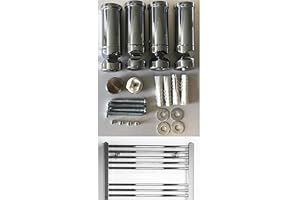 anapont Hållare för badrumsradiator i vitt krom och svart, lämplig för rak och böjd radiatorfastsättning (krom)