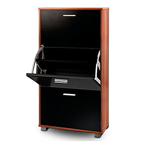 Schuhschrank Schuhkipper Schuhregal Flurschrank Kommode Schuhkommode Schuhklapper Regal 3 Klappen Schwarz - 2