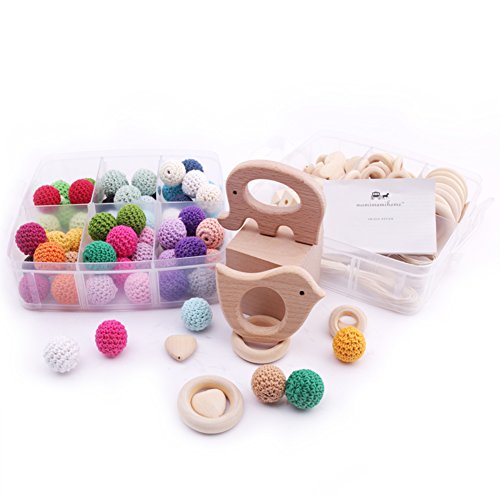Mamimami Home Baby Teether Holz Diy Tier Rassel organischen Teether Dschungel Spielzeug Holz Waldorf Spielzeug Holz Teether Halskette / Armband DIY Zubehör - 4