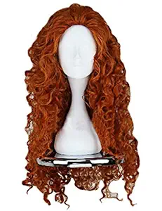 Angelaicos Angelaicos Womens Fluffy Wavy Party Halloween Costume Merida Wig Long Brown