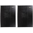 Collins Essential 2025 Business Diary - A4 Day to a Page Planner with Leathergrain Hardback Cover - Black - ESSA41.99-25 (Pack of 2)