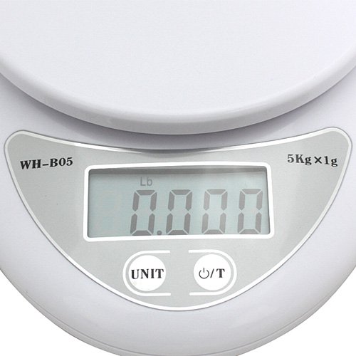 SODIAL(Wz.) Hohe Qualitaet Kueche Guter Helfer Digital Kuechenwaage Digital-Waage Lebensmittel Diaet Briefwaage 5kg IN Weiss - 3