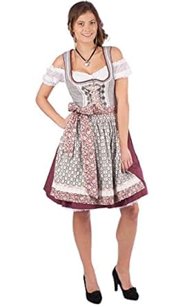 Dirndl Krüger Madl Fashion Queen 50er Länge grau rot