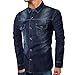 Produktbild BaZhaHei Herren Langarmshirt Persönlichkeit Männer Herbst beiläufige dünne Lange Hülsen-Tasche Denim Shirt Top Bluse