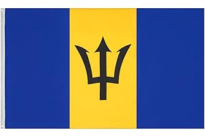 MUWO Flagge Nations Together 90 x 150 cm Nationalmanschaften, doppelseitige Gartenflagge, wetterfeste Fanflagge, Fußballflagge Polyester Länderfagge Deutschland mit Ösen (Barbados)