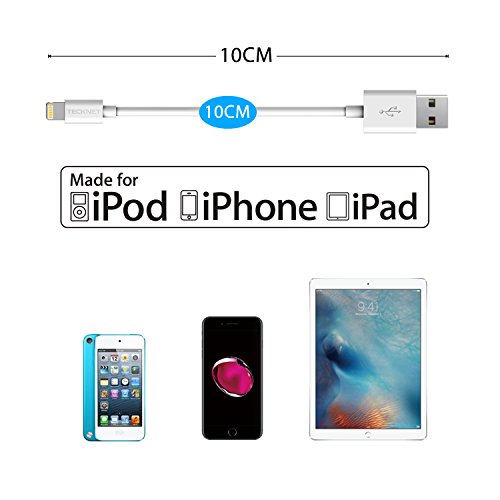 [Apple MFi Certified] TeckNetÂ® 4-Inches (10 Centimeters) Apple Lightning to USB Cable,Lightning Sync & Charge USB Cable for Apple iPhone 6/6 plus/5s/5c/5, iPad Air 1/2, iPad mini/mini 2/mini 3, iPad 4th, iPod 5th, and iPod nano 7th generation